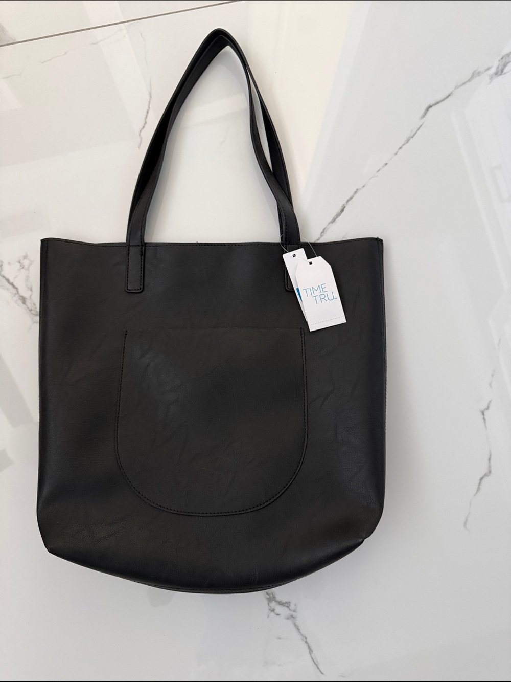 Time and Tru Black Tote Bag with Front Pocket